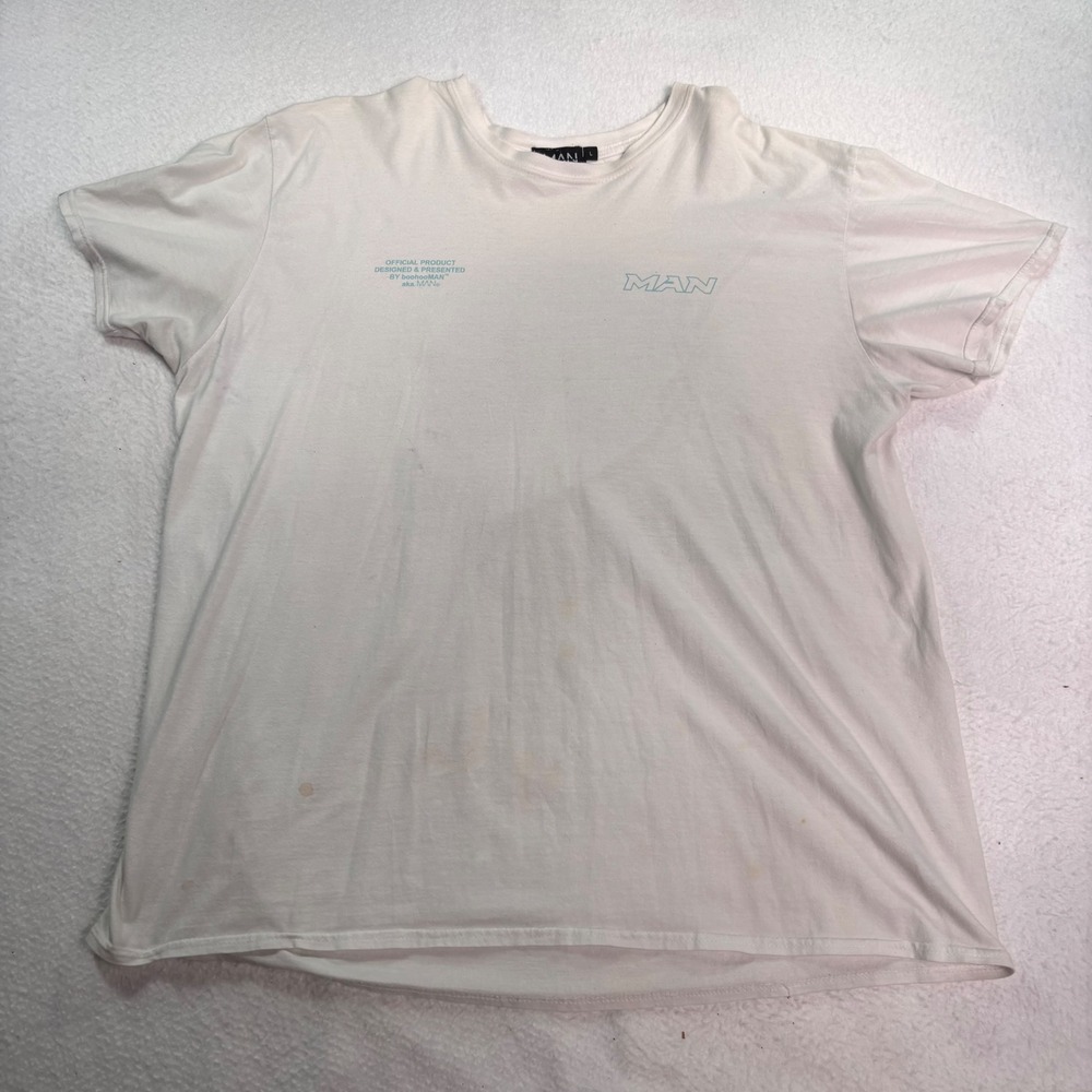 MAN BoohooMAN Eagle Motorcycle Graphic T-Shirt Size Large Y2K White